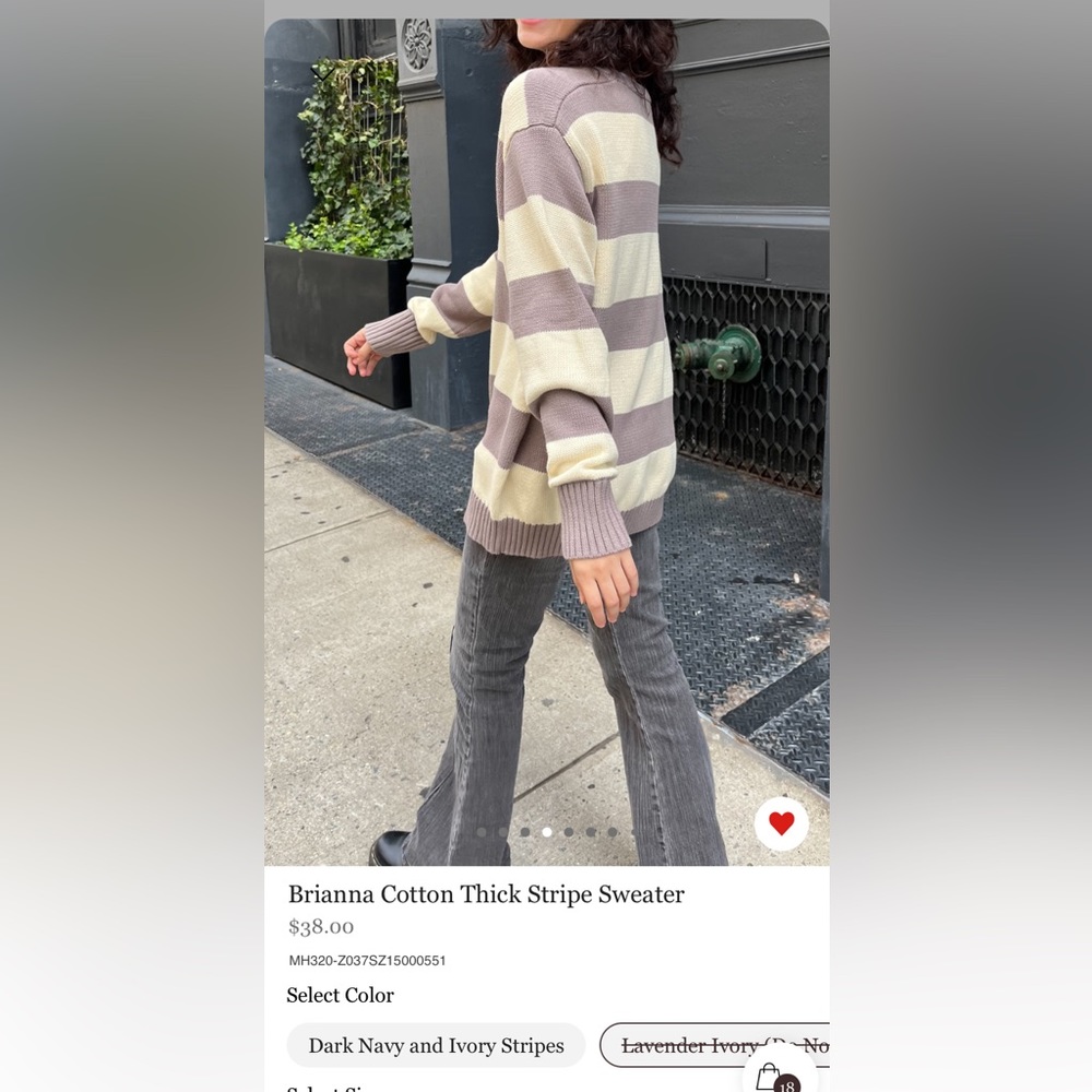Brandy Melville Lavender and off white striped sweater